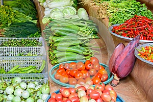 Raw vegetable market in Thailand