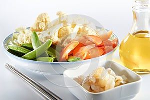 Raw Vegetable And Prawn
