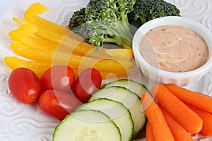 Raw vegetables with dip