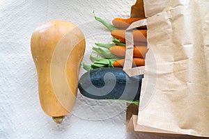 Raw vegetables on a ecologic Bag