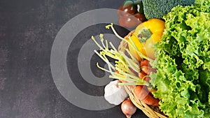 Raw vegetables on table healthy food concept.