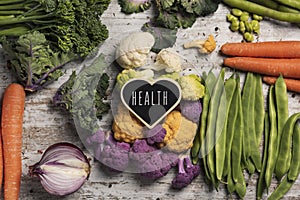 Raw vegetables and text health