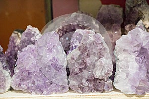 Raw violet amethyst rock with crystal ametist