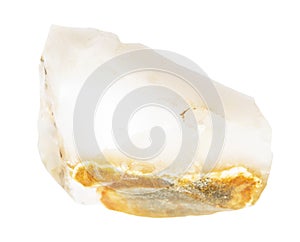 raw white opal mineral isolated on white