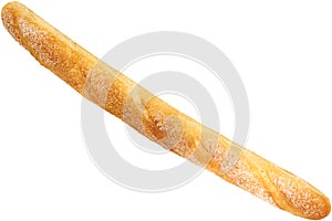 raw whole bread stick isolated on white background