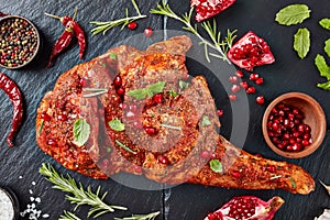 Raw whole leg of a lamb