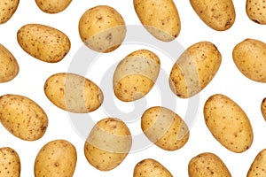 Raw Whole Potatoes Hand-Drawn Vector Seamless Pattern