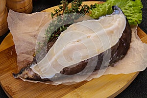 Raw wolffish steak