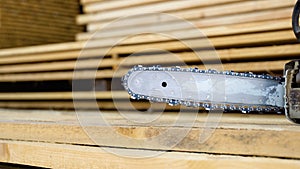 Raw wood drying in the lumber warehouse