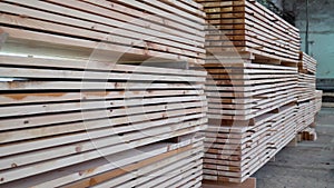 Raw wood drying in the lumber warehouse