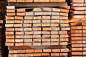 Raw wood drying in the lumber warehouse