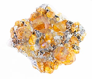 raw yellow garnet spessartine crystals on white photo