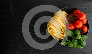 Raw Yellow Italian Pasta Fettuccine, Fettuccelle or Tagliatelle