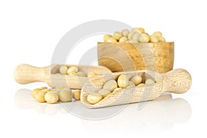 Raw yellow soya bean isolated on white