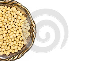 Raw yellow soya bean isolated on white