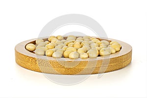 Raw yellow soya bean isolated on white