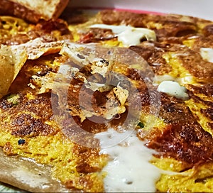 Rawalpindi,1-12-2020:amulet cheese paratha with selective focus