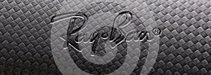 Ray Ban glasses case logo close up