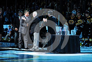 Ray Bourque greets Milt Schmidt