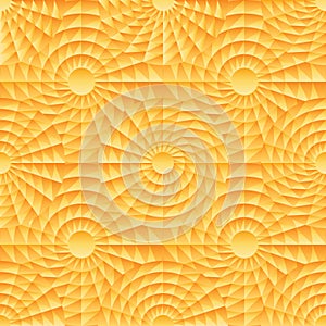Ray circle symmetry orange seamless pattern