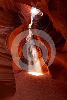 Ray of sun through the rocks in Antelope Canyon, Arizona, USA