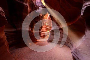 Ray of the sun through the rocks in Antelope Canyon, Arizona, USA