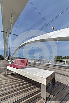 The Raymond Barre bridge with bench in Lyon photo
