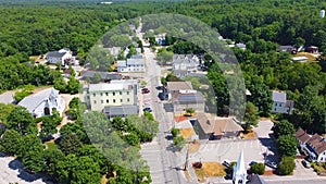 Raymond town center aerial view, NH, USA