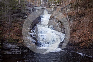 Raymondskill Falls at Delaware Water Gap National Recreation Area in early winter