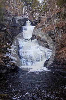 Raymondskill Falls at Delaware Water Gap National Recreation Area in early winter