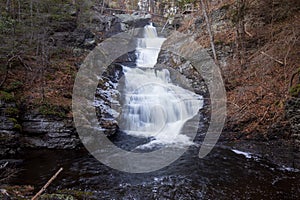 Raymondskill Falls at Delaware Water Gap National Recreation Area in early winter