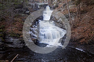 Raymondskill Falls at Delaware Water Gap National Recreation Area in early winter