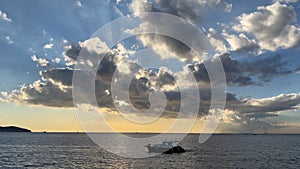 Rays breaking through clouds over the Marmara Sea, Istanbul, Turkey.