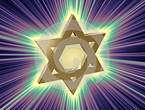 Among rays of gold Star of David