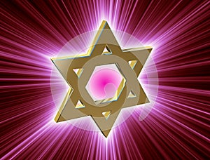 Among rays of gold Star of David