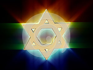 Among rays of gold Star of David