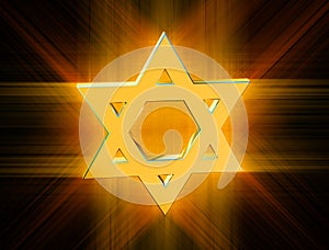 Among rays of gold Star of David