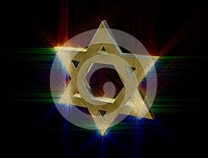 Among rays of gold Star of David