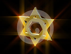 Among rays of gold Star of David