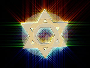 Among rays of gold Star of David