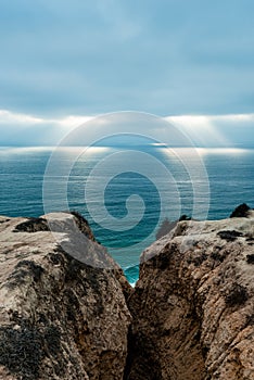 Rays of Light over the Ocean from the Cliffs at Torrey Pines