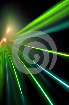rays motion blur light neon green blue color laser AI generated