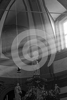 Rays of sunlight in the Catholic Church, Bergamo, Italy