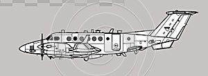 Raytheon SHADOW R1. Beechcraft Super King Air. Vector drawing of reconnaissance aircraft. photo