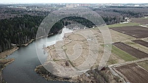 The Razderikha River. Lugovaya. Moscow region, Russia. Aerial view landscape