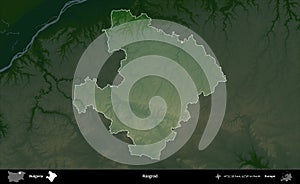Razgrad highlighted, Bulgaria. Physical