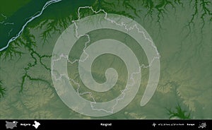 Razgrad outlined, Bulgaria. Physical