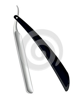 Razor. Beard haircut accessorie. Sharp shave equipment for hygiene or hairstyle isolated on white. Shaving mock up icon