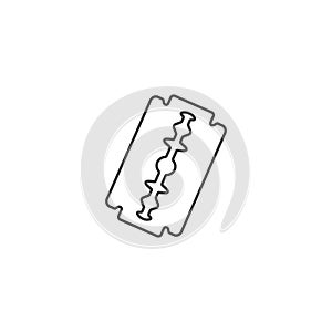 Razor blade simple line icon round background. Vector