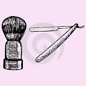 Razor and shaving brush